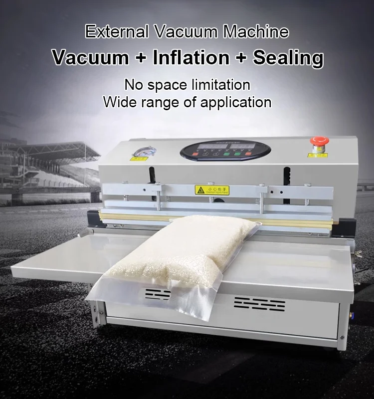 Commercial Desktop Plastic Bags Fish Rice Meat Chicken Nut Food Gas Flushing Sealing External Vacuum Packing Machine