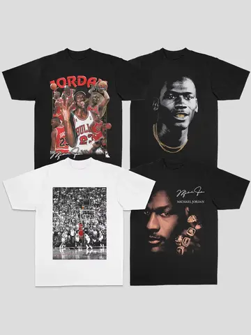 2025 Michael Jordan American T-shirt oversize a maniche corte allentata in cotone sciolto da uomo e da donna con spruzzo diretto
