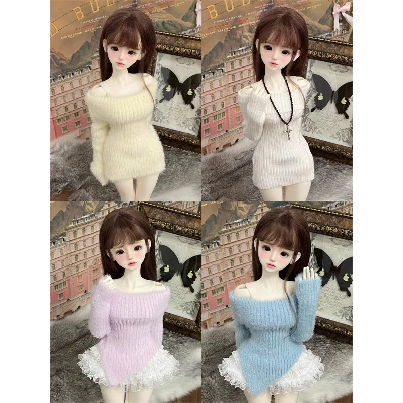 Plush Knit Pne-shoulder Sweater Dress BJD 1/4 Doll Clothes W465