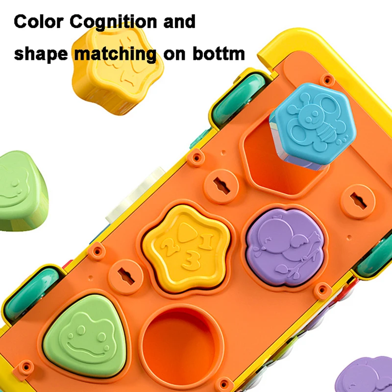 ミュージックバス ベビー多機能おもちゃ 楽器付き ニンジン キツツキ ゲーム 漫画スクールバス 子供用 ソーター モグラたたきおもちゃ