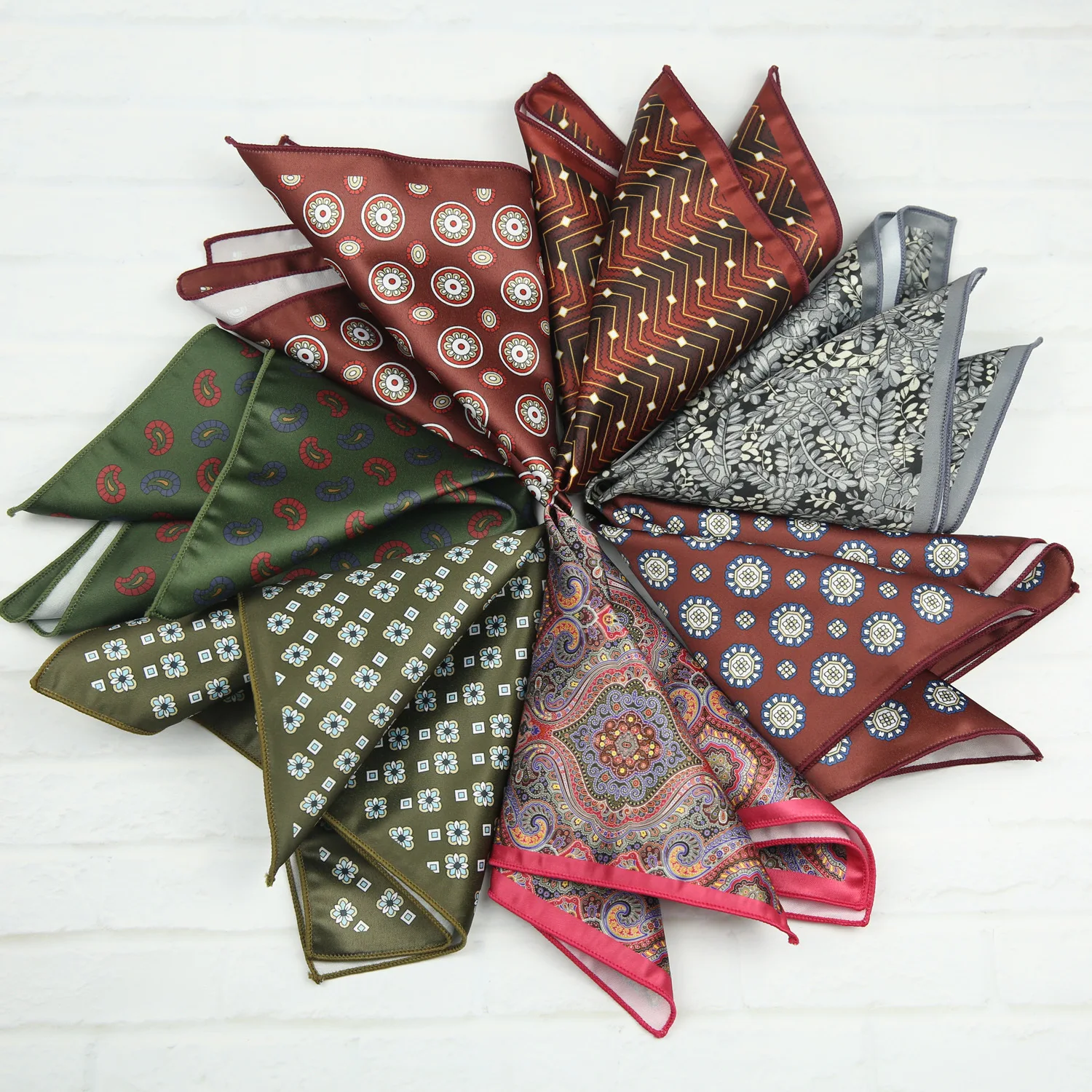 2026 Oversized Silky Pocket Square For Men 27CM Luxury Floral Dots Pocket Square Wedding Hanky Paisley Chest Towel Suits Scarf