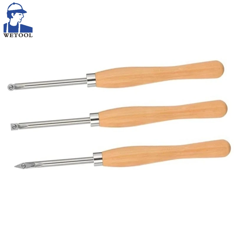 3 Pieces Wood Turning Tools Include Square, Round, Diamond Carbide Blades for Wood Turning AA46 Wood Lathe Chisel Set