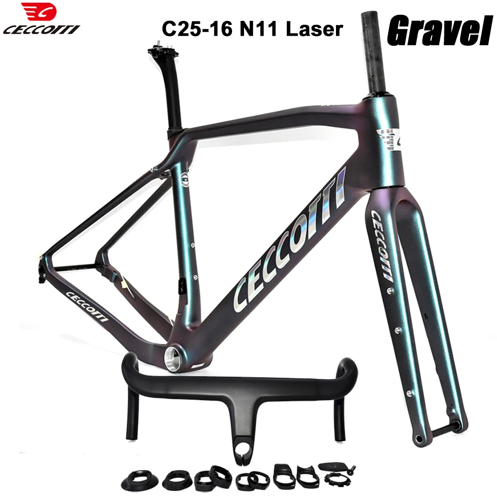 

CECCOTTI Gravel Frame Fit 700C*50C BB386/Threaded T47 Thread BB Disc Brake Bicycle Frameset Full Hidden Cable frameset