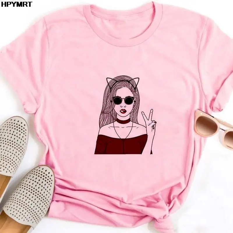 Ladys girl street Beautys graphics shirt Fashion cute girls Printing T-shirts summer short sleeve soft comfortable Casual Tops