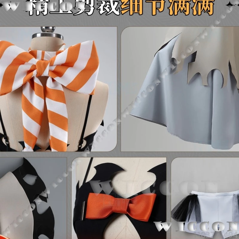 Amo Empool أنيمي Gachiakuta تأثيري Jirai Kei الفتيات فستان امرأة مثير مجموعة كاملة ملابس طويلة أسود برتقالي شعر مستعار الدعامة حفلة الهالوين #3