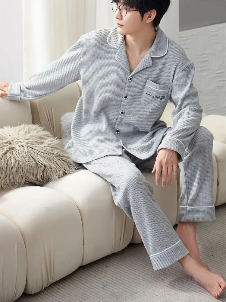 Coppia Look Cotton Man pigiama Silk Sleeping Men pigiama coreano Set Trendy Two Piece Set Family New in Sleepwear Nightwear