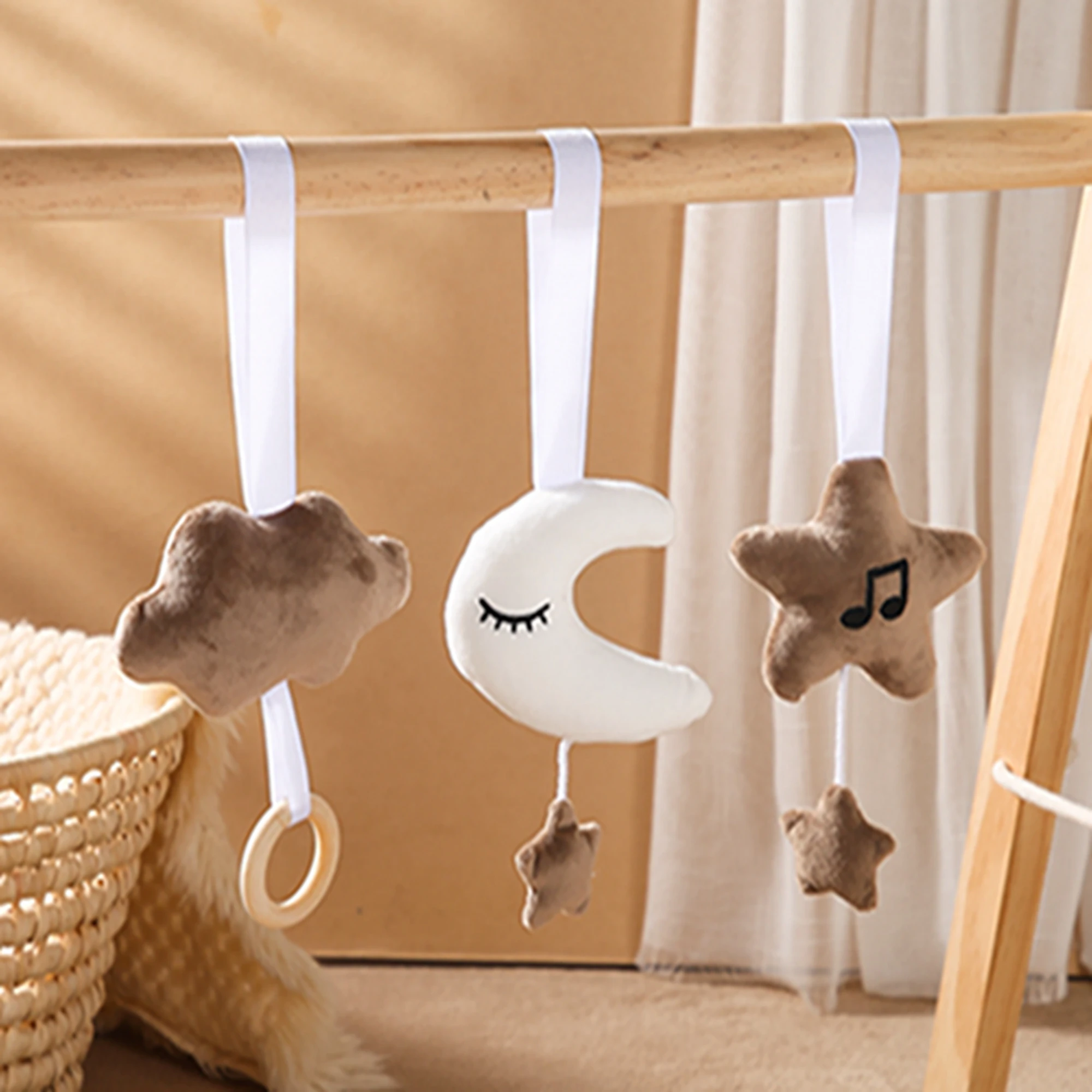 1Set Nordic Cartoon Baby Wooden Gym Fitness Frame Rack Hanging Pendant Toys Kit F3ME