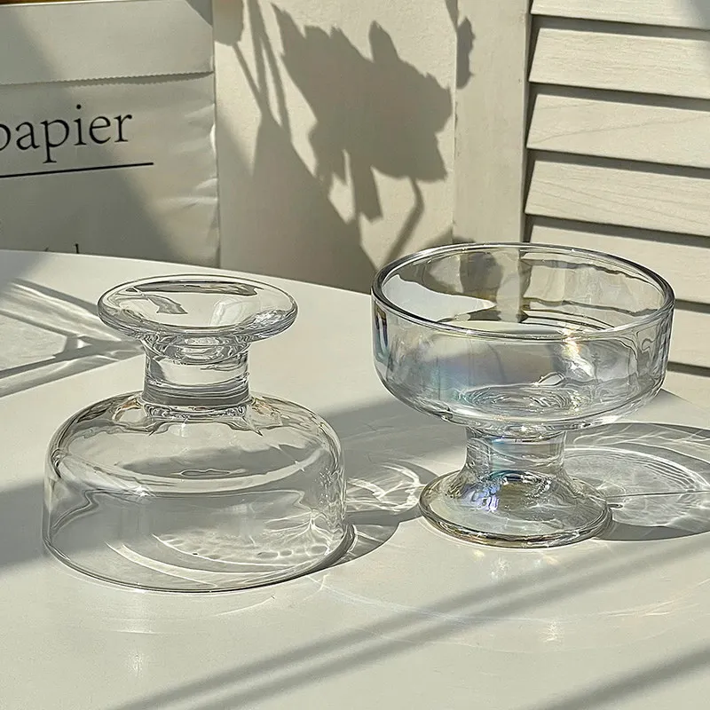 1pcs Ins Style Dessert Bowl High Aesthetic Glass High Footed Cup Home Ice Cream Ice Cream Pudding Fruit Bowl Yogurt Cup view 3