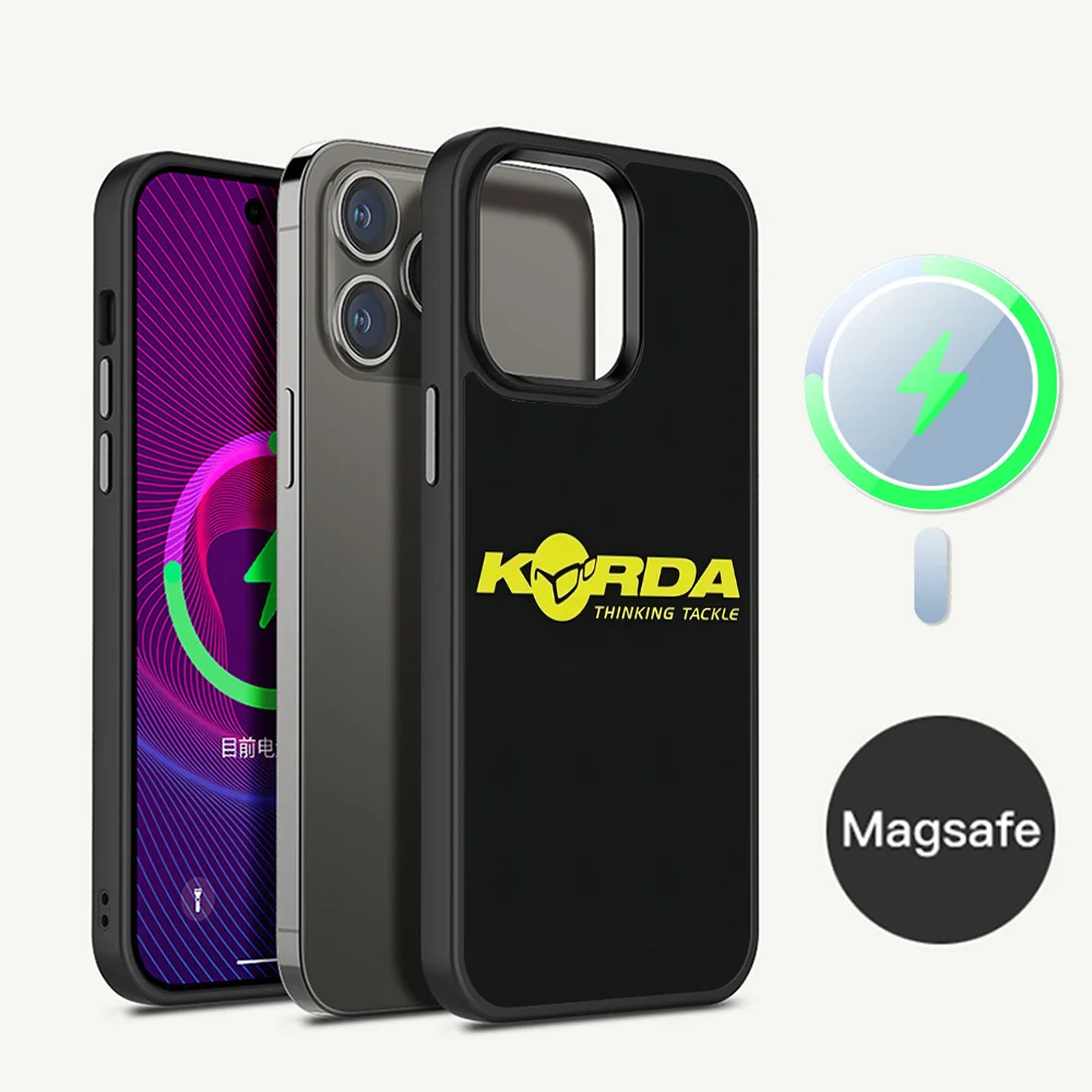 K-Korda Fishing Tackle Phone Case Magesafe Magnetic Wireless Charge Case For iPhone 16 11 12 13 14 15 Pro Max Plus Mini