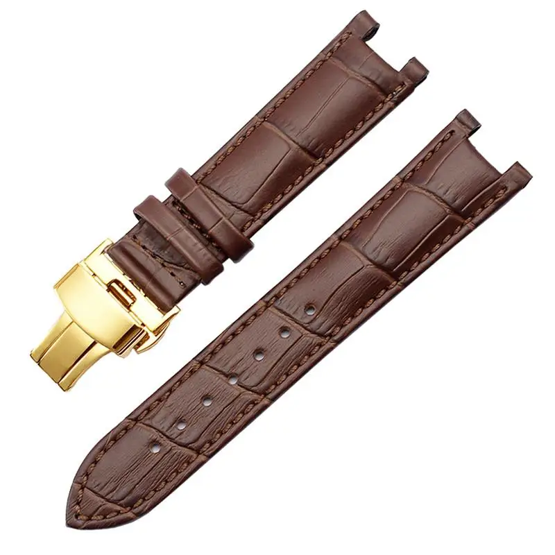 

Genuine Leather Watchband For GC 22*13mm 20*11mm Notched Strap Withstainless Steel Butterfly Buckle Men And Women Watch Belt