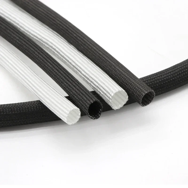 1/2/5m Braided Fiberglass Sleeve ID 1mm ~ 40 mm 600 Deg.C High Temperature Chemical Glass Fiber Tube Fiberglass Wire Protector