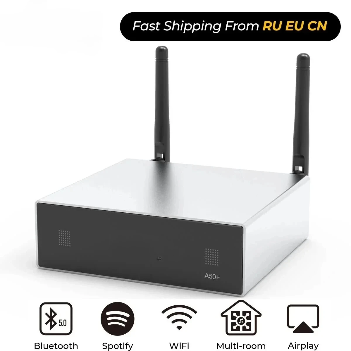 

Arylic A50+ Домашний Wi-Fi и Bluetooth-совместимый Hi-Fi стерео цифровой многокомнатный усилитель класса D с эквалайзером Airplay Бесплатное приложение