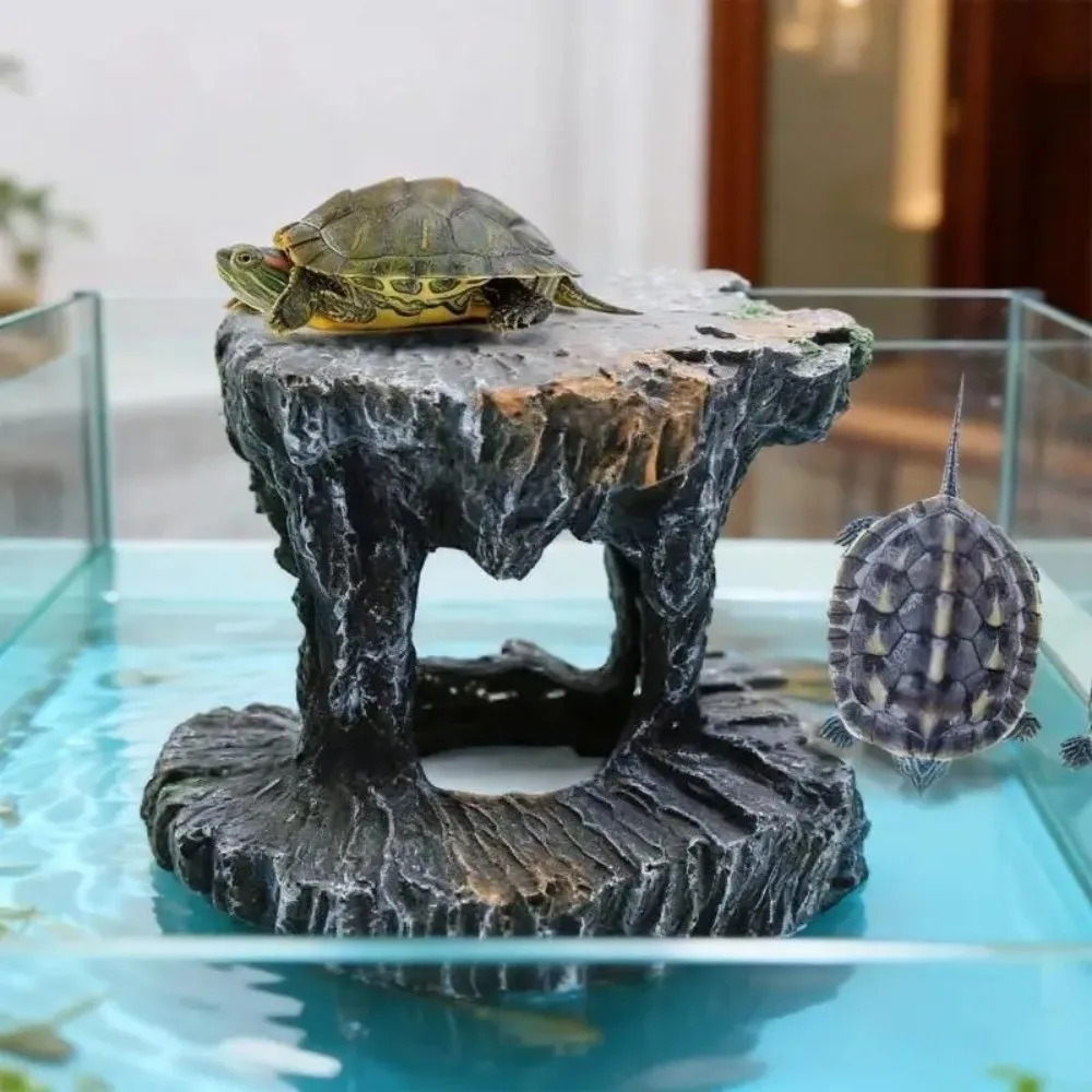 TurtleBaskingPlatformFishTankCaveAquariumDecorationArtificialRockHidingCaveOrnamentsforPetReptilesAmphibians-AliExpress