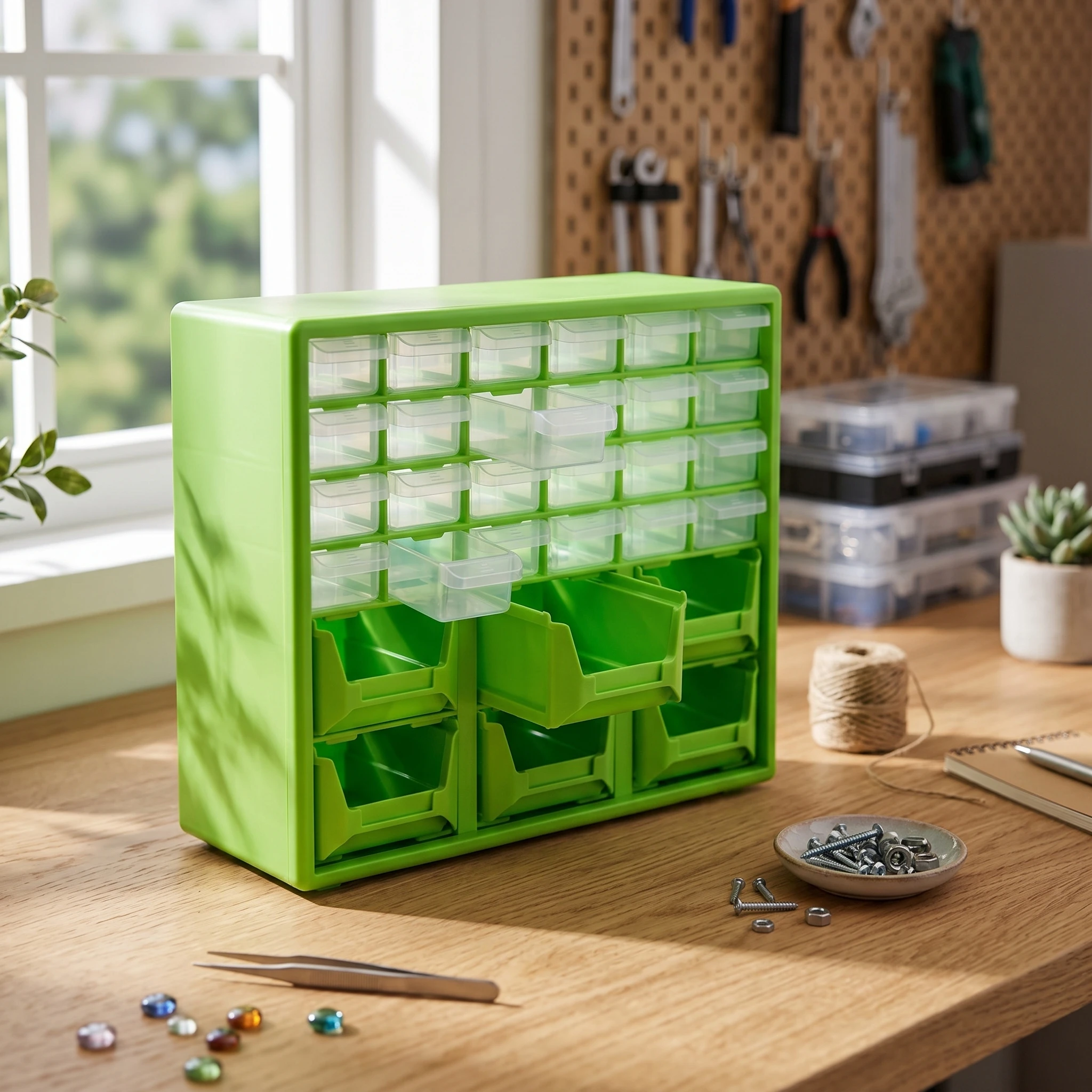 Parts Organizer Cabinet Transparent Drawers Small Parts Storage Cabinet Stackable Heavy Duty for Workshop