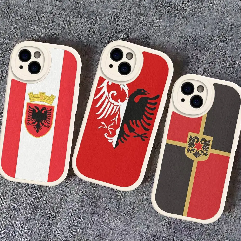 

Classic Albanians Flag Phone Case For IPhone 16 15 14 11 12 13 Pro Max Plus Back Leather Shell