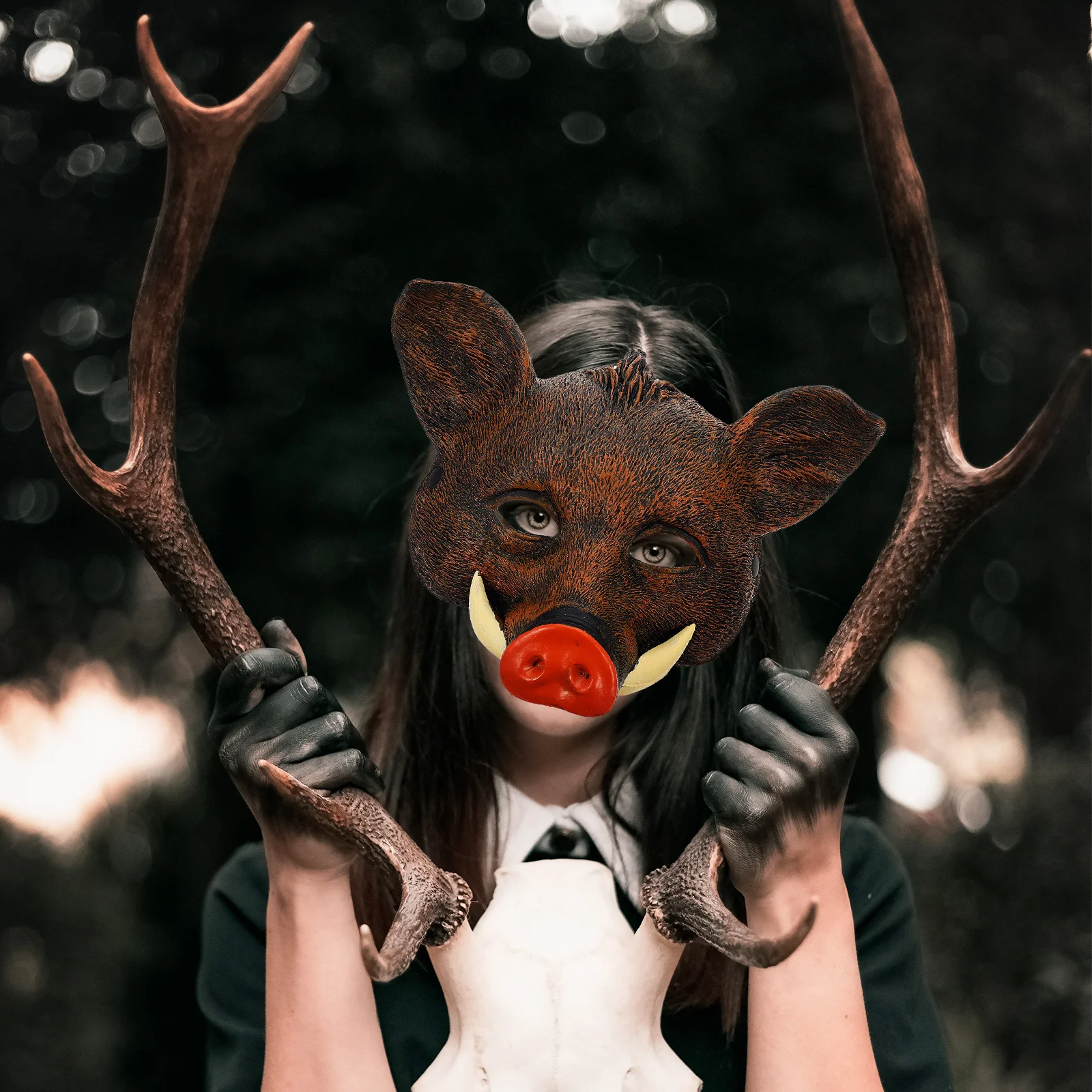 Wild Boar Mask Comfortable Fit Creative Animal Design for Party Cosplay Festival Wearable Decorative Accessory Long-Lasting Use