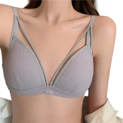 Cotton Push Up Bra For Women Deep V-neck Bralette Sexy Lingerie Comfort Small Breast Padded Bra Female Wireless Underwear