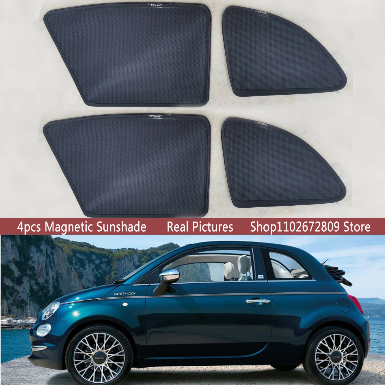 

Magnetic Car Sunshade Shield Front Windshield Frame Curtain Sun Shades for Fiat 500 500c 500 E 2007 - 2024 2023 Auto Accessories