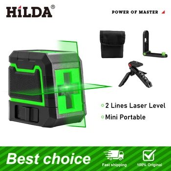 HILDA Nuevo nivel láser de 2 líneas Rayo verde Autonivelante Cruz horizontal y vertical Mini portátil súper potente 이