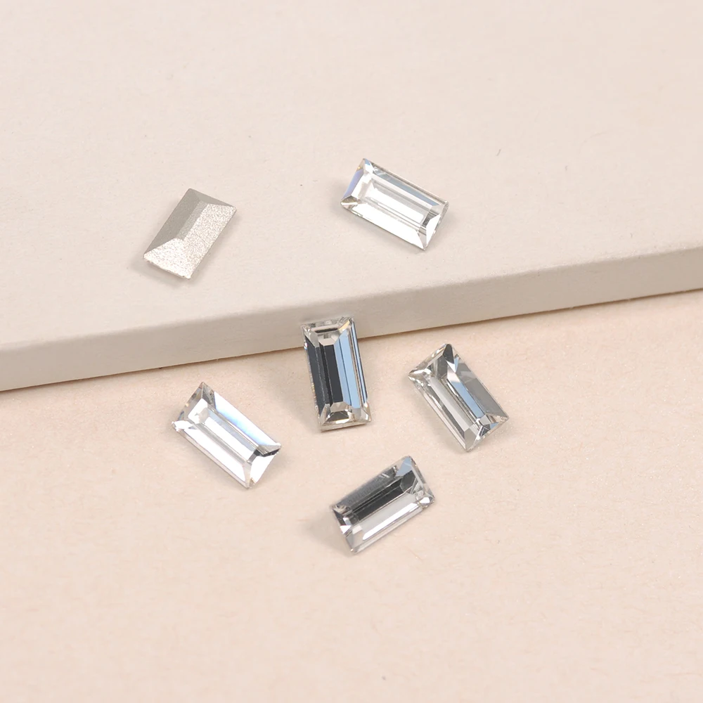 500PCS Crystal Baguette Shape Fancy Rhinestones Pointback DIY Jewelry Glass Beads