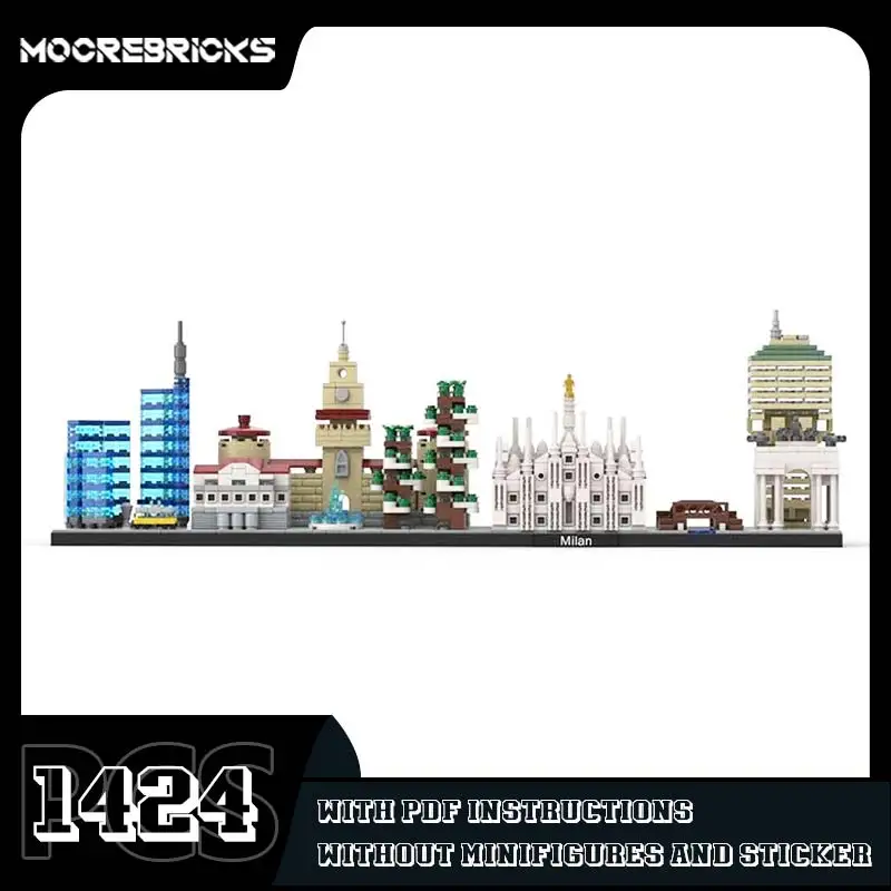 

MOC Skyline Series Milan Architecture Model World Famous Street View Assembling Building Block Toys Originality Bricks Gifts
