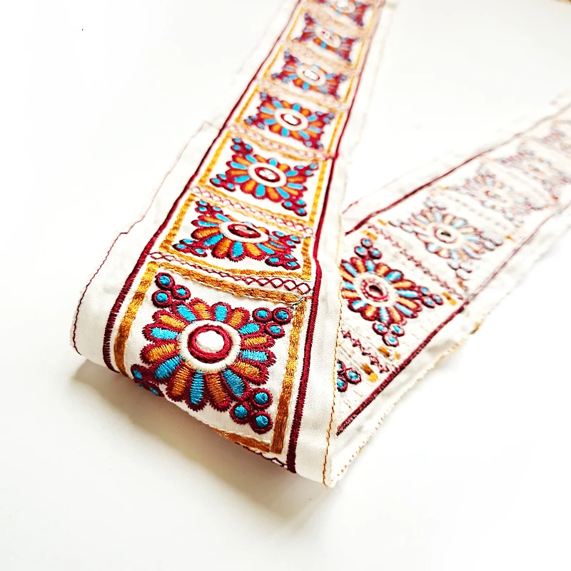 8CM Width Ethnic Style Embroidery Ribbon Lace Diy Clothing Home Textile Curtain Decoration Accessories