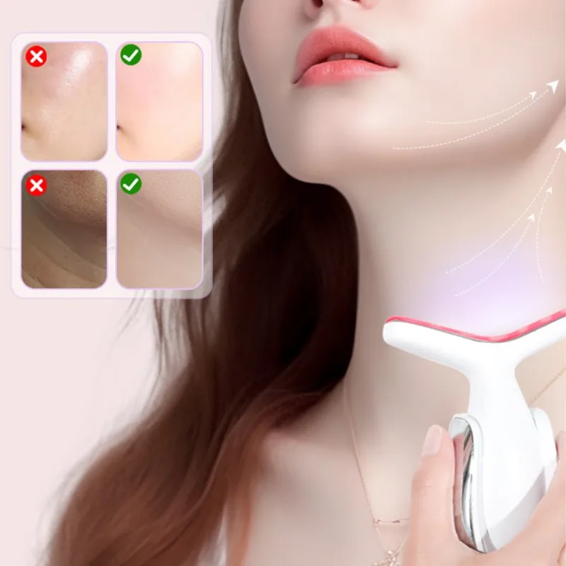 Masajeador EMS para uso doméstico para levantamiento de mandíbula en forma de V y barbilla doble con terapia LED: adelgazamiento facial y cuello