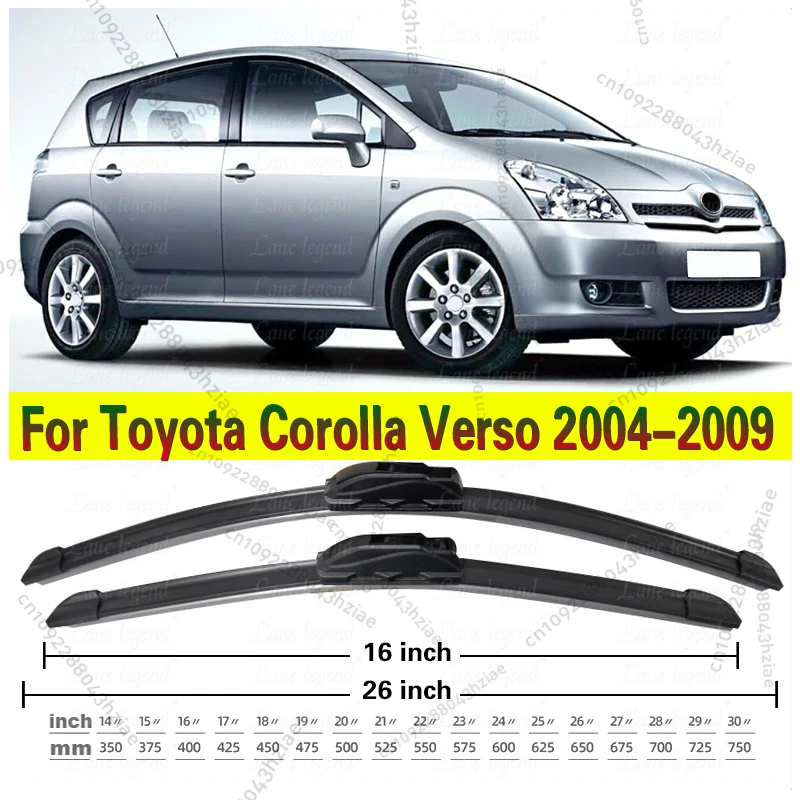 

Щетка стеклоочистителя автомобиля для Toyota Corolla Verso 2004-2009, резиновая заправка для лобового стекла, стеклоочиститель переднего стекла 26 "+ 16", автоаксессуары