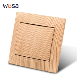 WESA Wood Wall Switch Classic Flame Retardant Plastic Panel 1 Gang 1 Way Vintage Wooden Color Wall Switch AC 250V France Spain