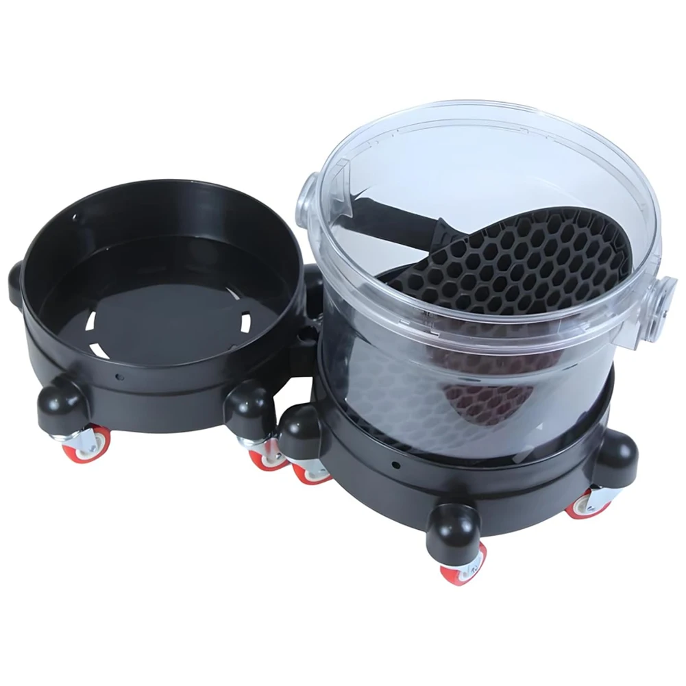 Car Wash Bucket Dolly Rolling Bucket Dolly Locking Mechanism Swivel Rolling Bucket Dolly for Car Washing Detailing Garage