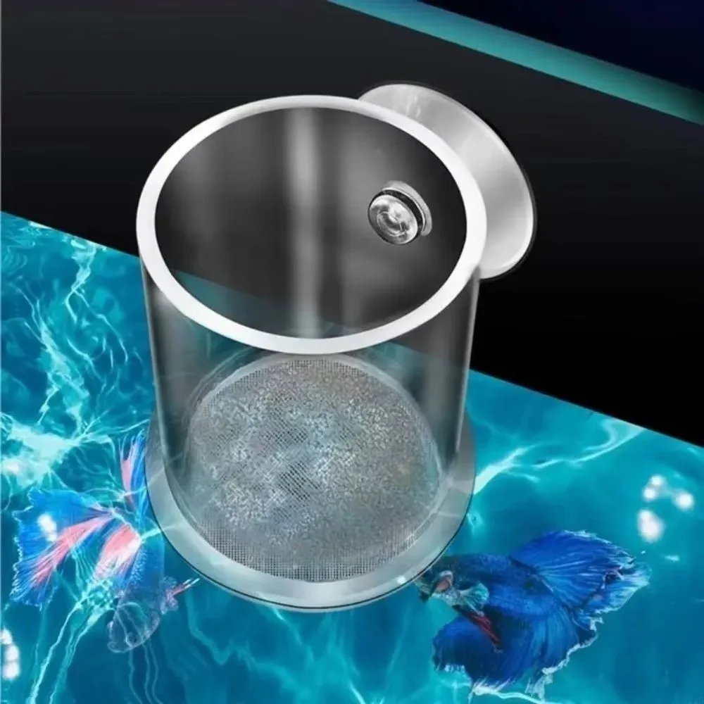 Acrylic Brine Shrimp Feeder Fixed-Point Transparent Fish Feeder with Suction Cup Durable Floating Ring for Aquarium Accessories