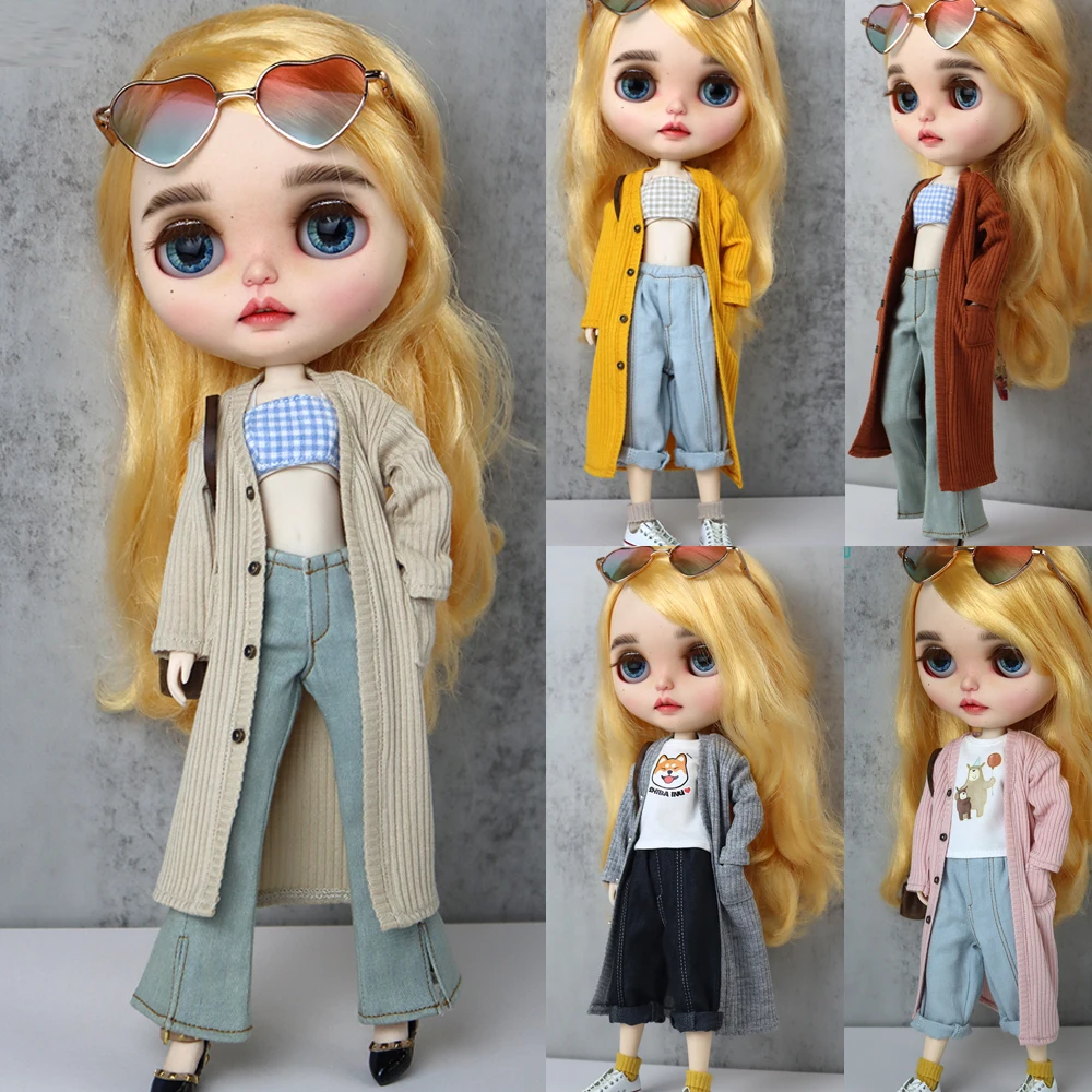 

Clothes for doll fits Fashion Coats T-shirts Jeans for 28-30cm Blyth Azone OB22 OB24 doll accessories