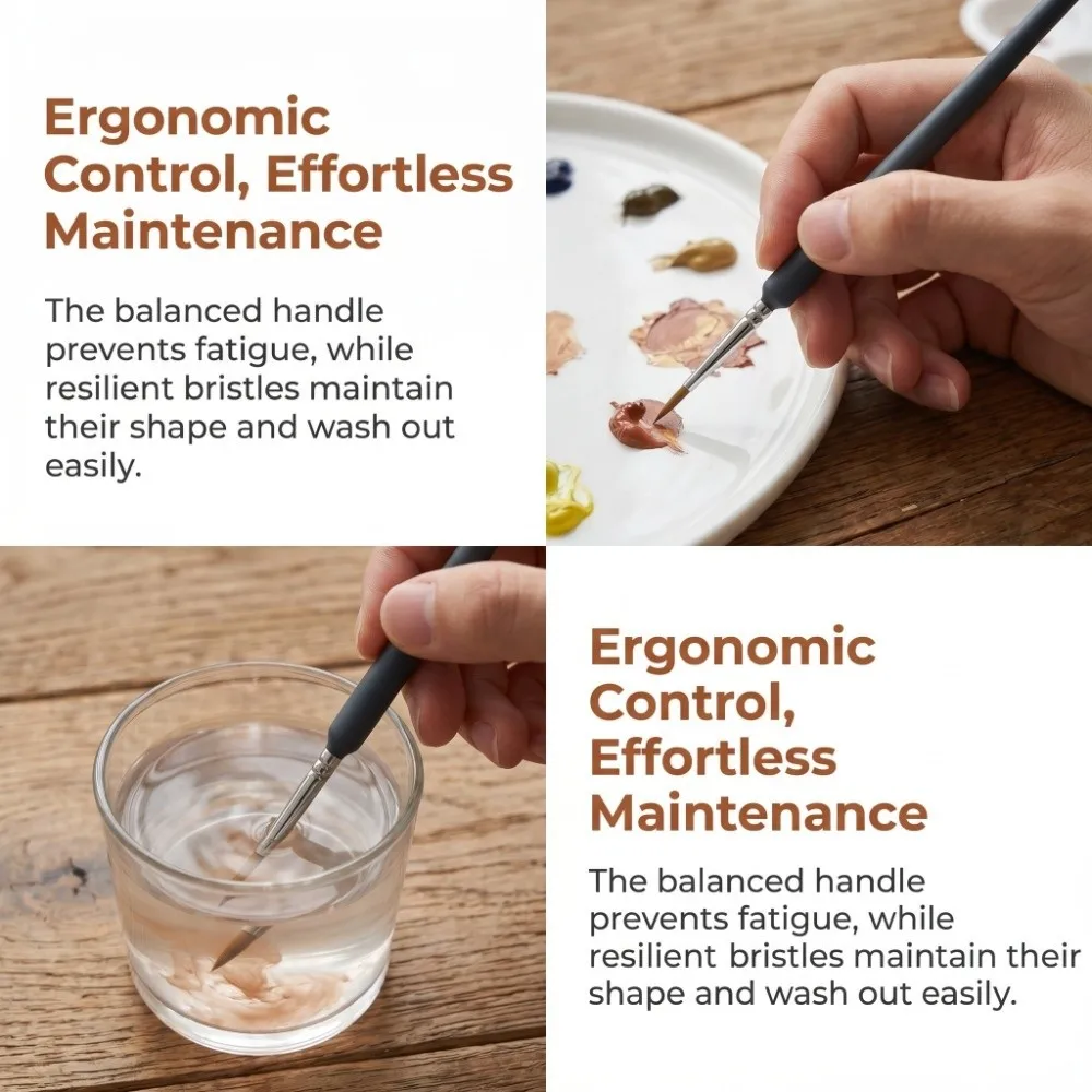 18PCS Fine Point Tip Liner Paint Brushes Resilient Wolf Fiber Precise Line Control Wolf Fiber Drawing Brushes