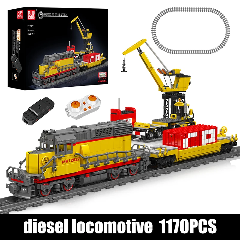 Mould King 12027 Technischer Zug-Bausatz Ferngesteuertes EMD SD40-2 Diesellokomotiv-Modell Montage-Auto Bausteine Kinderspielzeug