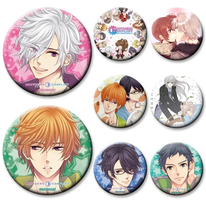 Anime Brothers Conflict Button Pins Handmade Cartoon Badge 58mm Round Creative Brooches for Backpack Jewelry Accessories Gifts