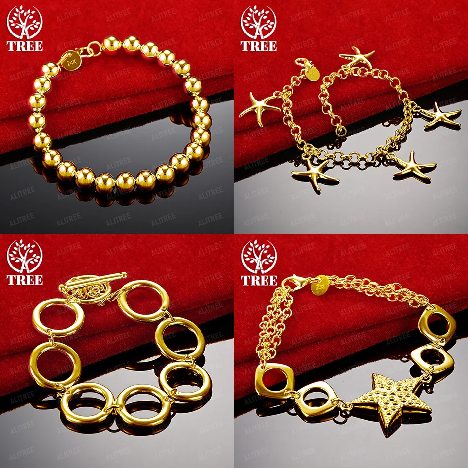 

Fashion Jewelry Accessories 18k Gold Star Starfish Bead Chain Hollow Round Bracelet Women Fashion Party Birthday Nice Gift