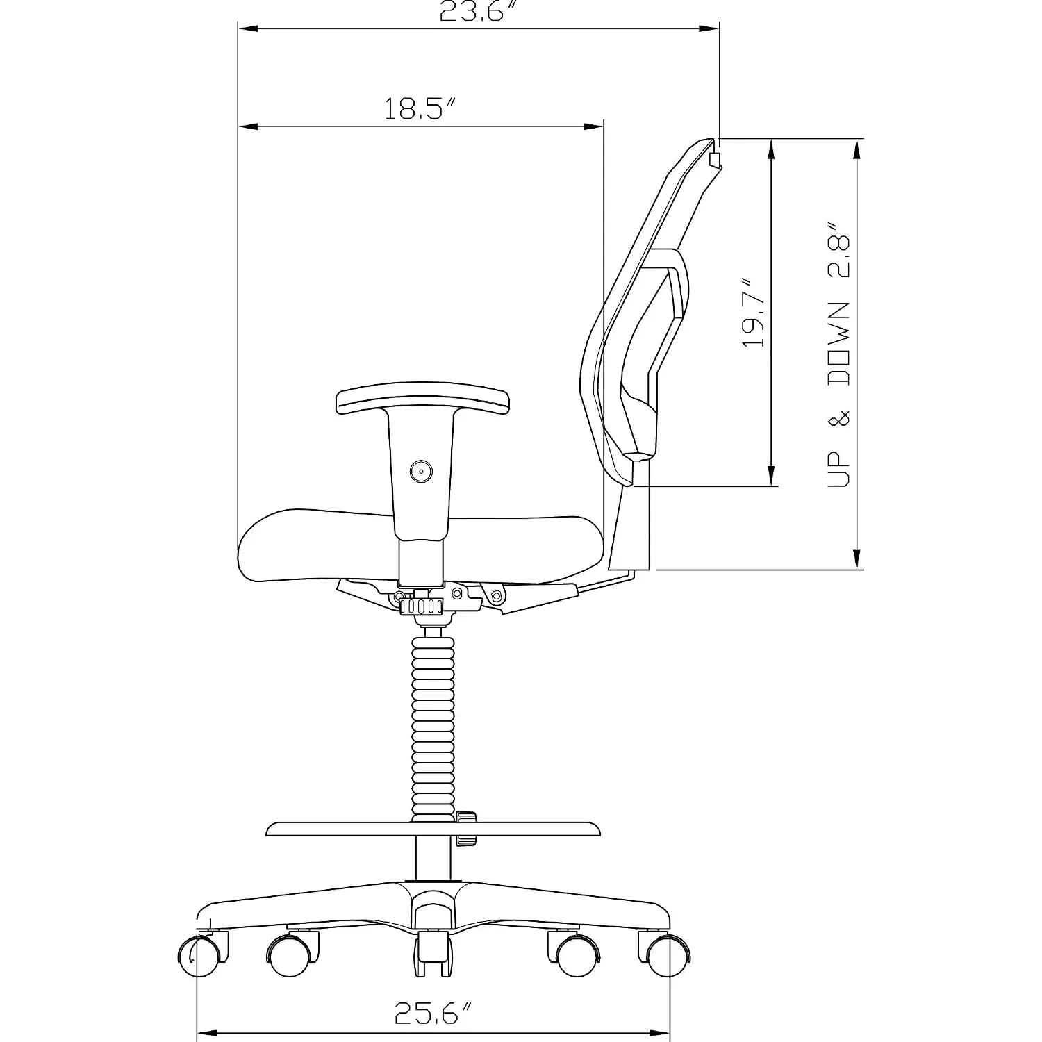 Ergonomic Mid-Back Mesh Office Stool with Fabric Seat, Adjustable Chrome Foot Ring & Arms for Workspace, Customized