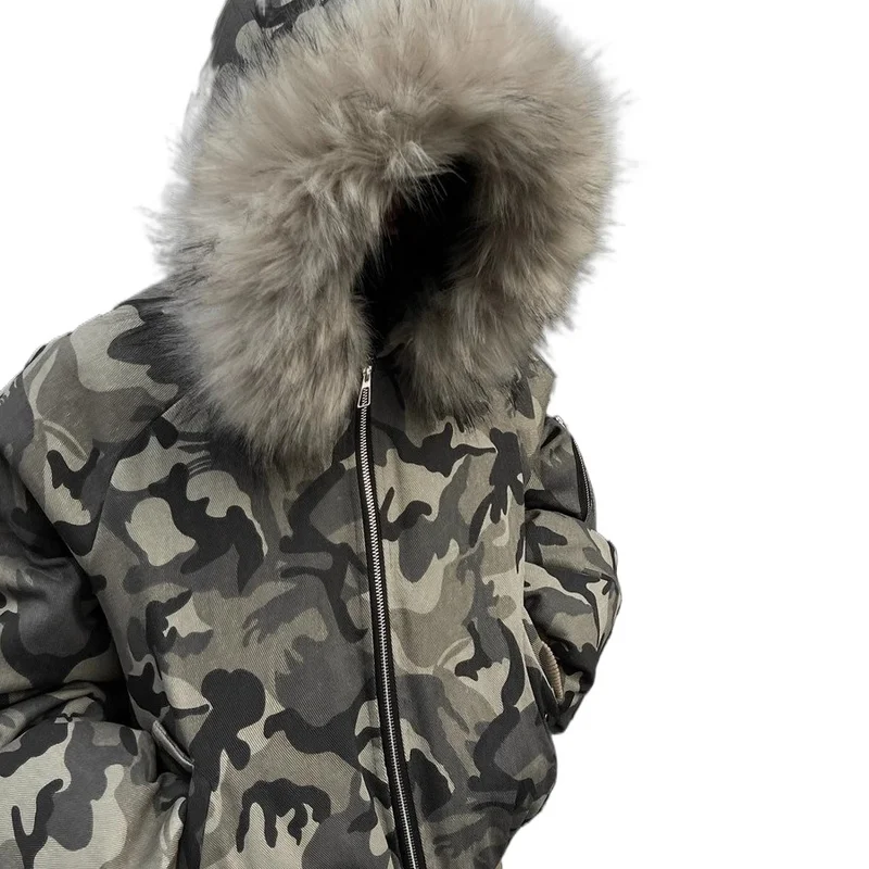 

Мужские модные камуфляжные парки с меховым капюшоном, уличное пальто-бомбер с хлопковой подкладкой, толстое теплое пальто, верхняя одежда