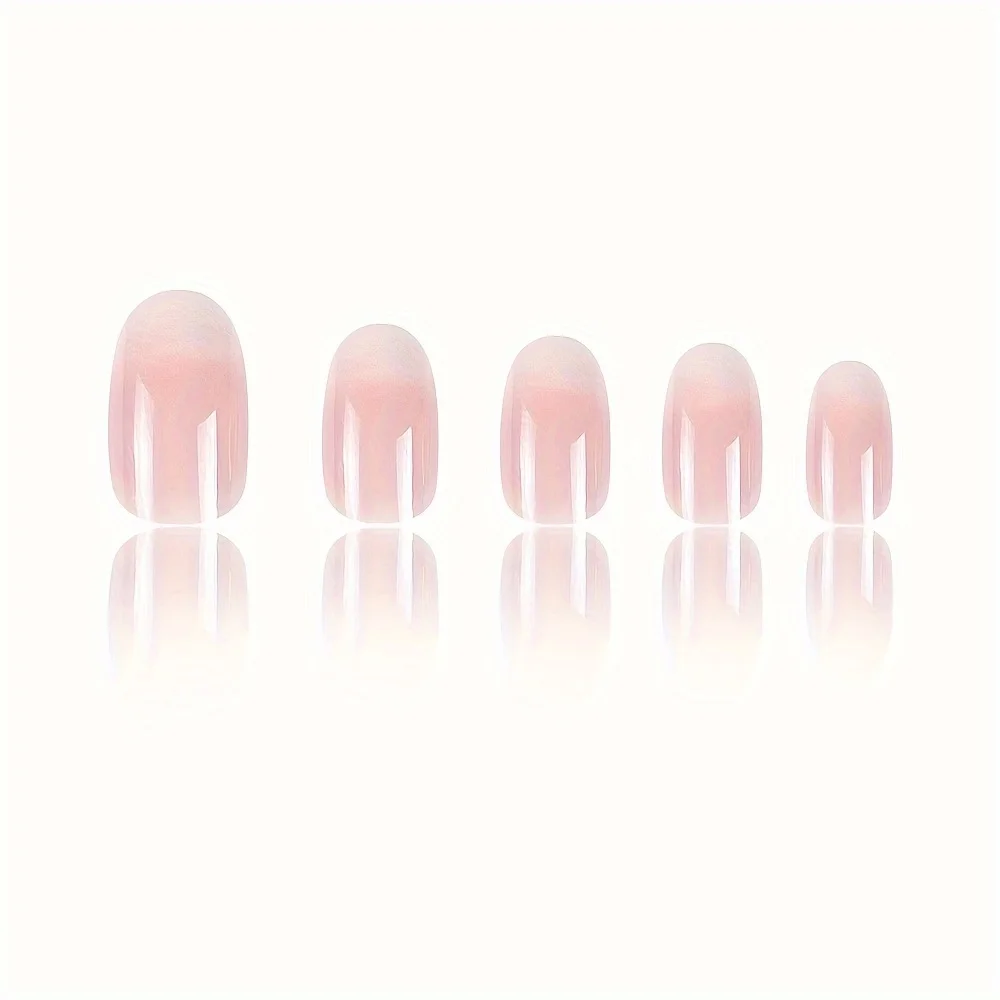 24 Stück: Verschönern Sie Ihren Look mit kurzen, quadratischen Kunstnägeln mit einem rosa-weißen Farbverlauf, 1 Nagelfeile & 1 Nagelkleber-Aufkleber-Set. – Detail 11