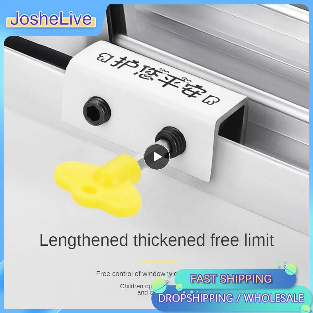 Non-perforated Window Screen Limiter Aluminum Alloy Door and Window Fixed Push-pull Child Lock Buckle Anti-theft Lock