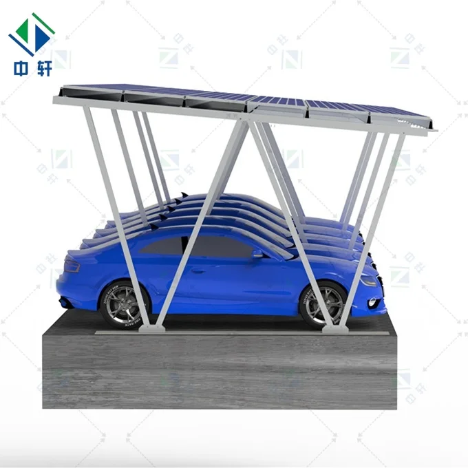 Waterproof Heavy-Duty Hot-Dip Galvanized Solar Carport With Integrated Rainwater Drainage System