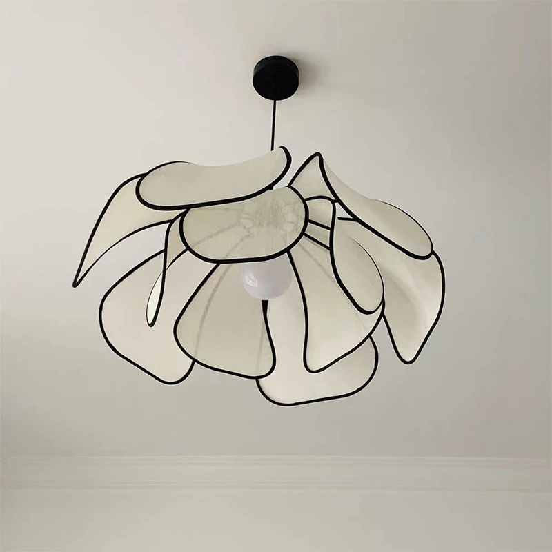 Imagem -04 - Nordic Petal Led Pendant Lights Wabi Sabi Chandelier For Living Room Quarto Cozinha Estilo Creme Lâmpada Minimalista