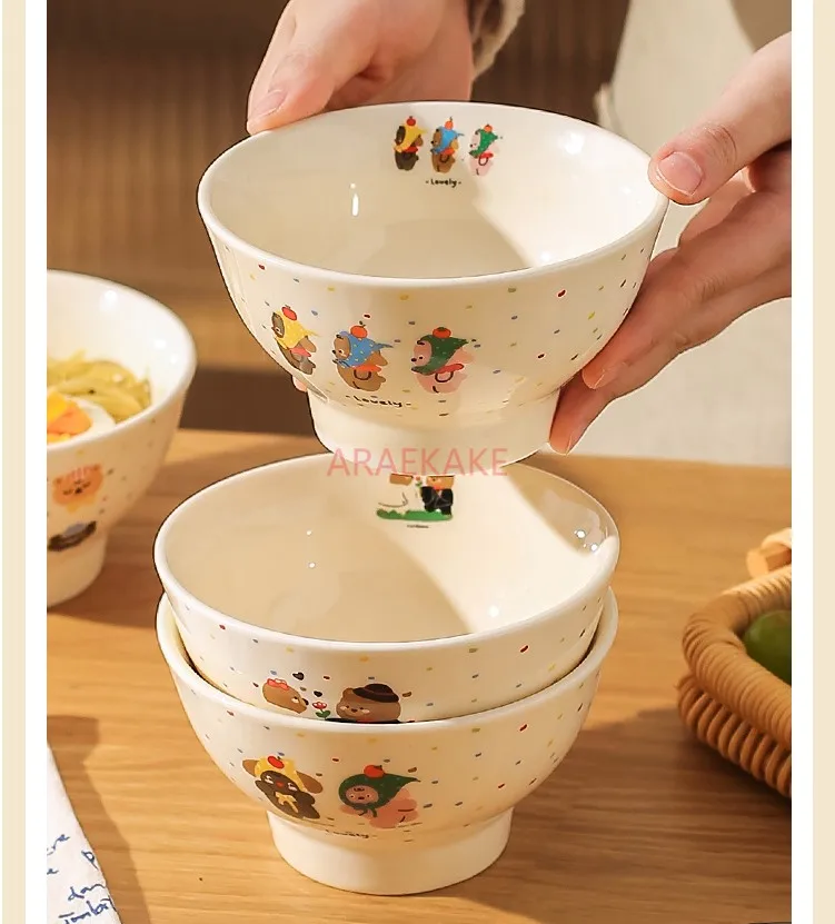 Cute ceramic bowl, especially beautiful tableware for household use, couple yogurt bowl, children's rice bowl