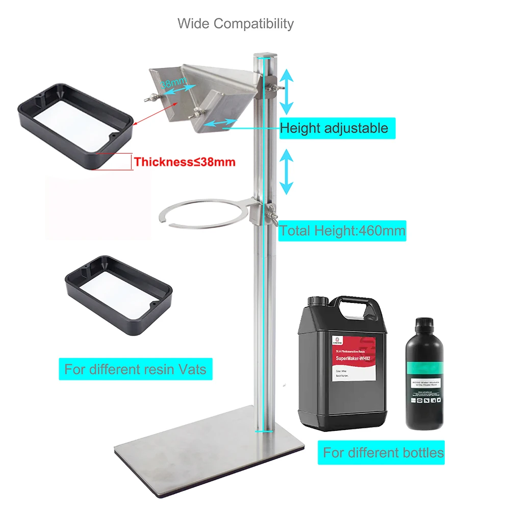 Picture 4: 3D Printer Resin Recycle Funnel Stand Resin Vat Holder Resin Tank Stand Funnel Holder Easy to Pour Liquid to Bottle Easy Clean