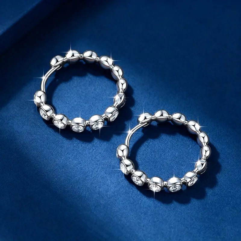 IOGOU Full Moissanite Sweet Bubble Hoop Earrings for Women 2.5mm D Color Lab Imitation Diamond Earrings Birthday Jewelry Gifts