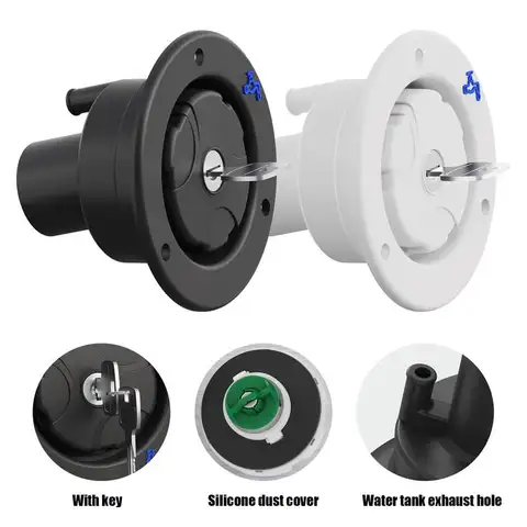 Husbilstillbehör Gravitys färskvattenpåfyllningslucka inloppsfilter låsbart för husbil båt campare släpvagn svart husvagnstillbehör 8 best sales husbilsvatten - №1