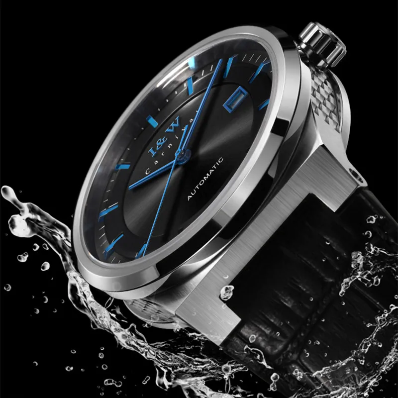 Montre CARNIVAL I&W Mens Mechanical Watches Luxury Brands Automatic Business Wrist Watch for Men 50M Waterproof Man Reloj Hombre