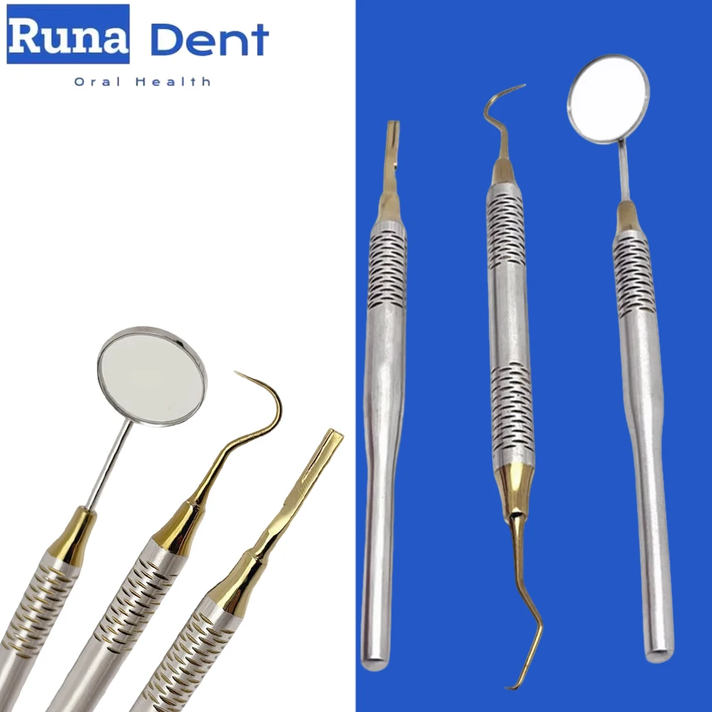 Dental Mirror Probe Set Calibrated Stainless Steel Non-Slip Handle Dental Exam Tool