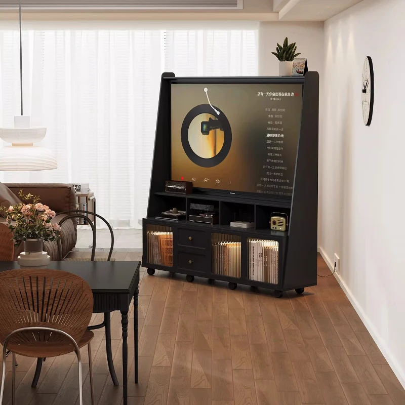 

Тумба под телевизор из массива дерева, съемная, со встроенным шкафом для хранения