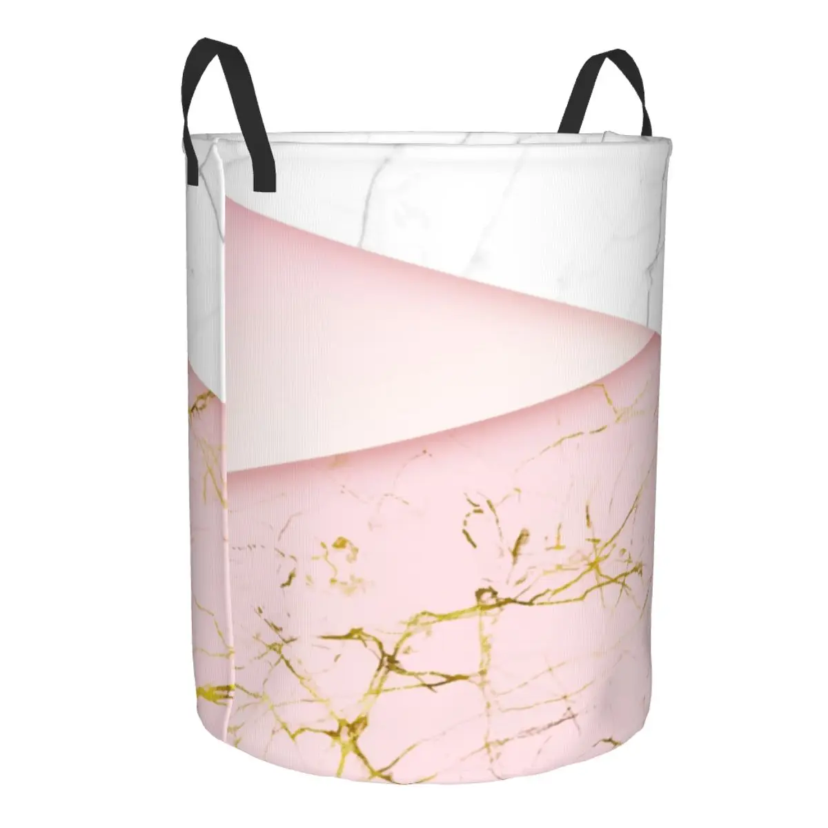 Custom Mixed Pink And Gold Marble Texture Laundry Basket Collapsible Modern Geometric Baby Hamper for Nursery Toys Storage Bins